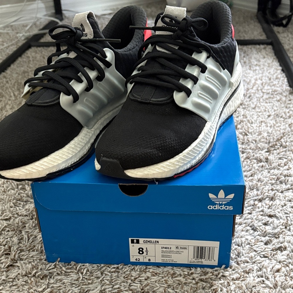 Adidas Men's Black and White Athletic Sneakers